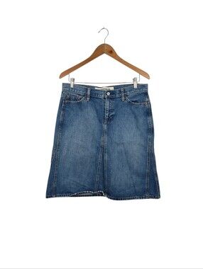 Gap Jeans Y2K Early 2000 A Lined High Waist Denim Jean Blue Skirt Cotton Size 10